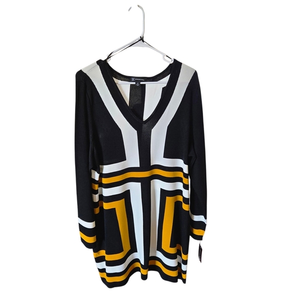 PLUS SIZE****INC International Concepts Black and Gold Geometric Dress - Picture 2 of 9